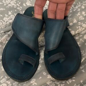 Free People Teal Leather Sandals